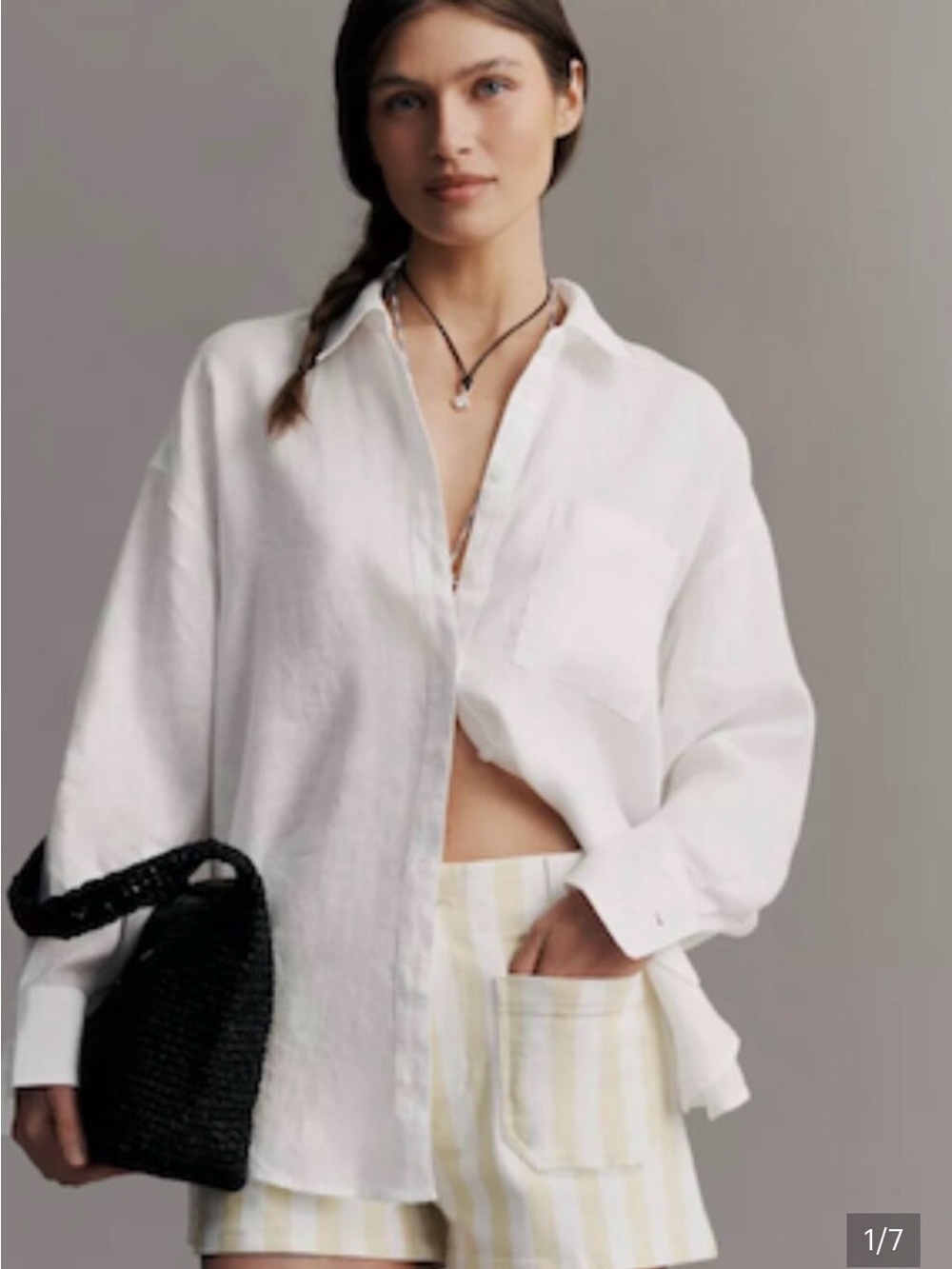 NWT Maeve Oversized Soft Ivory Relaxed Button-Down Shirt